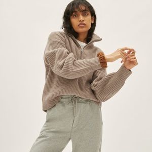 Everlane Felted Merino Half Zip Sweater in Antler